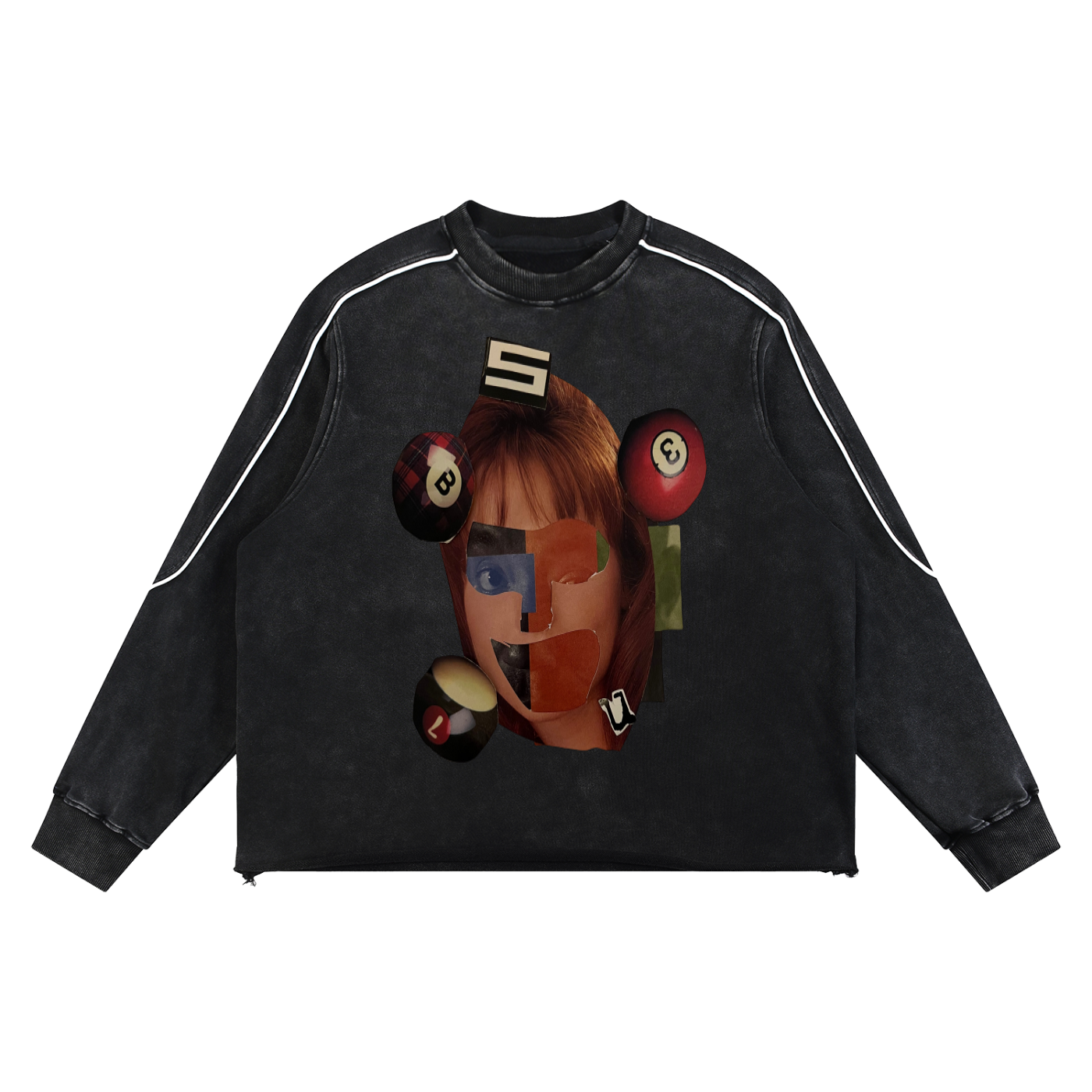 Mineral Wash Piping Raw Hem Sweatshirt