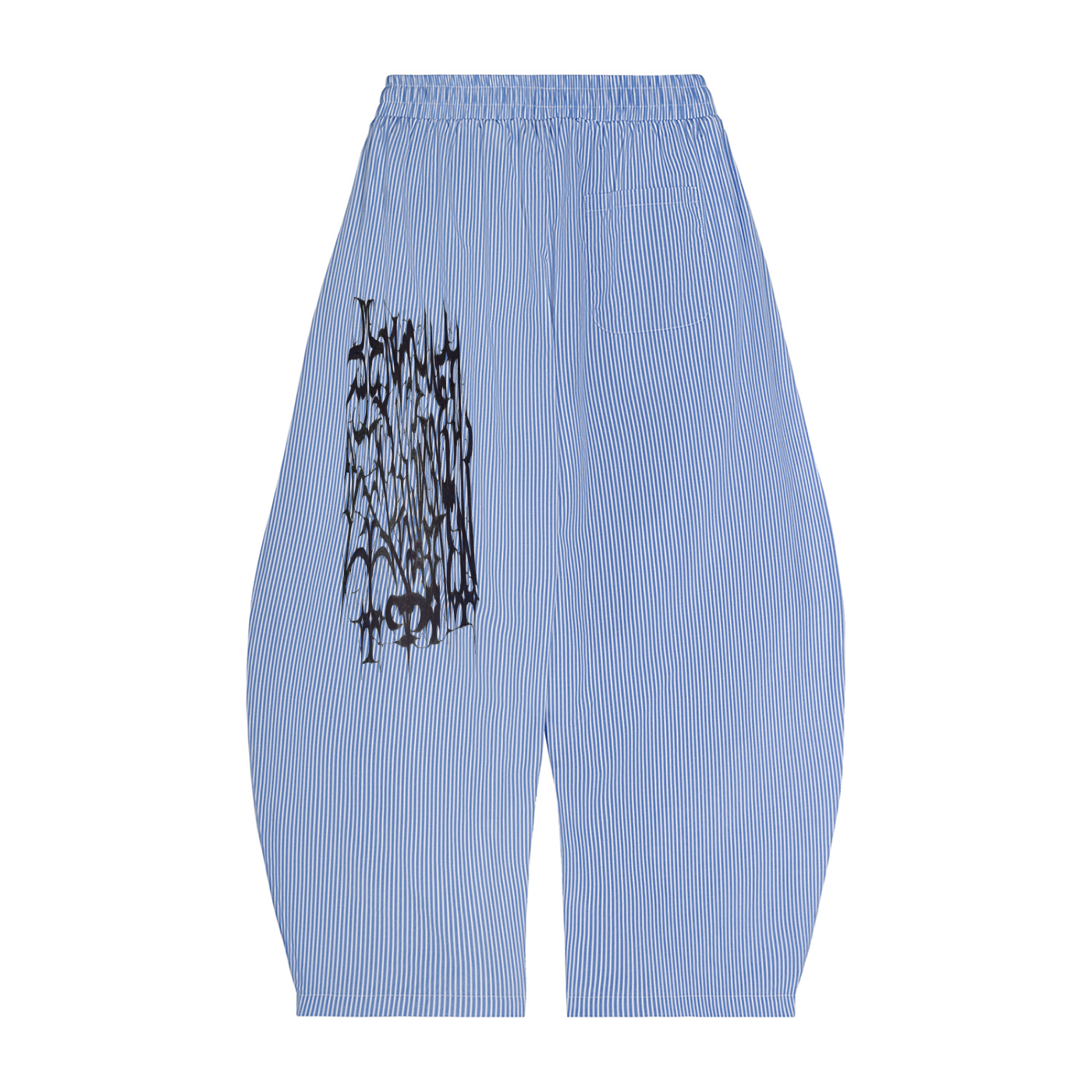 Vertical Stripe Drawstring Barrel Pants