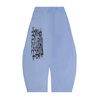 Vertical Stripe Drawstring Barrel Pants