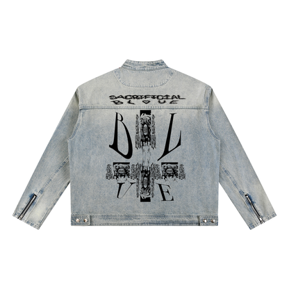 Vintage Wash Zip Denim Jacket