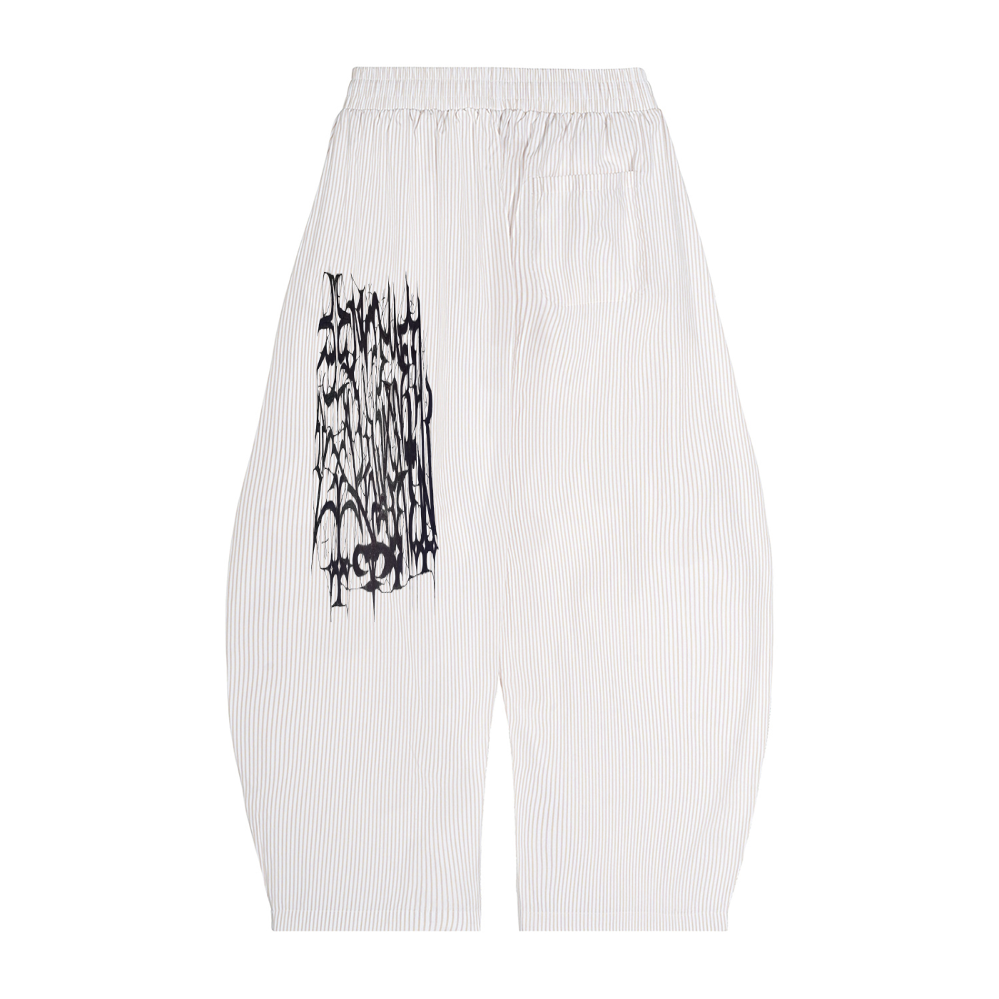 Vertical Stripe Drawstring Barrel Pants