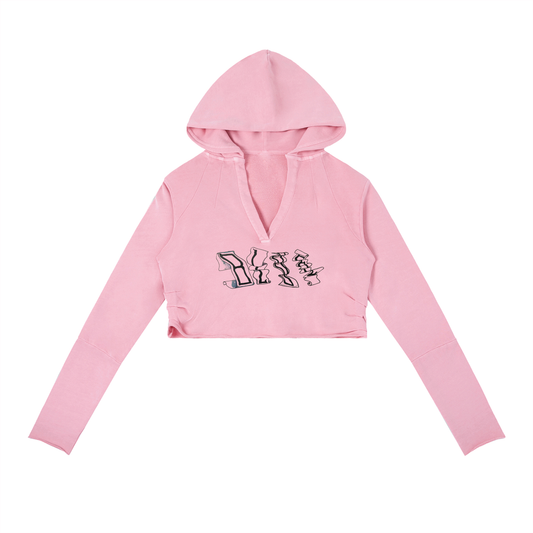 Cropped collage hoodie