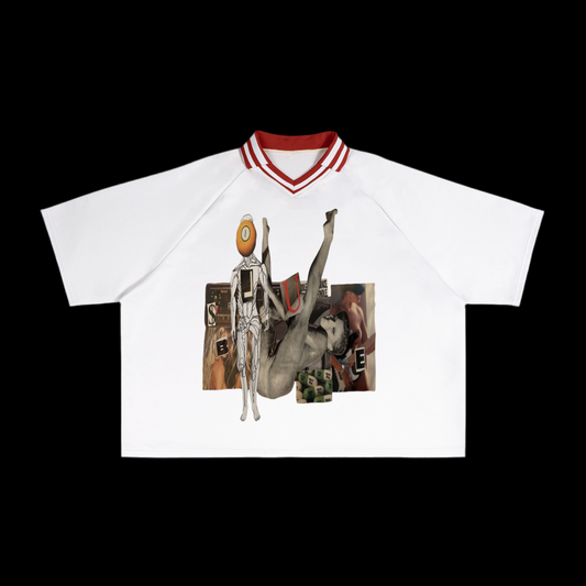 Contrast Lapel Collar Boxy T-Shirt