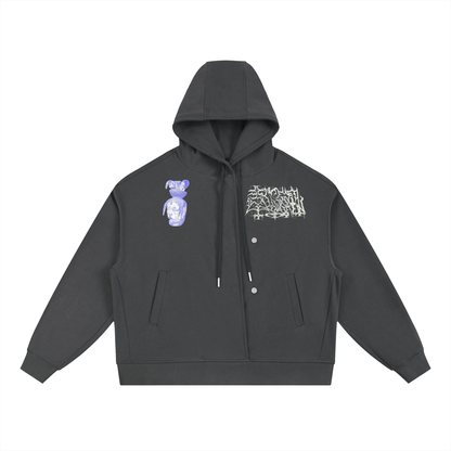 Boxy Button Placket Hoodie