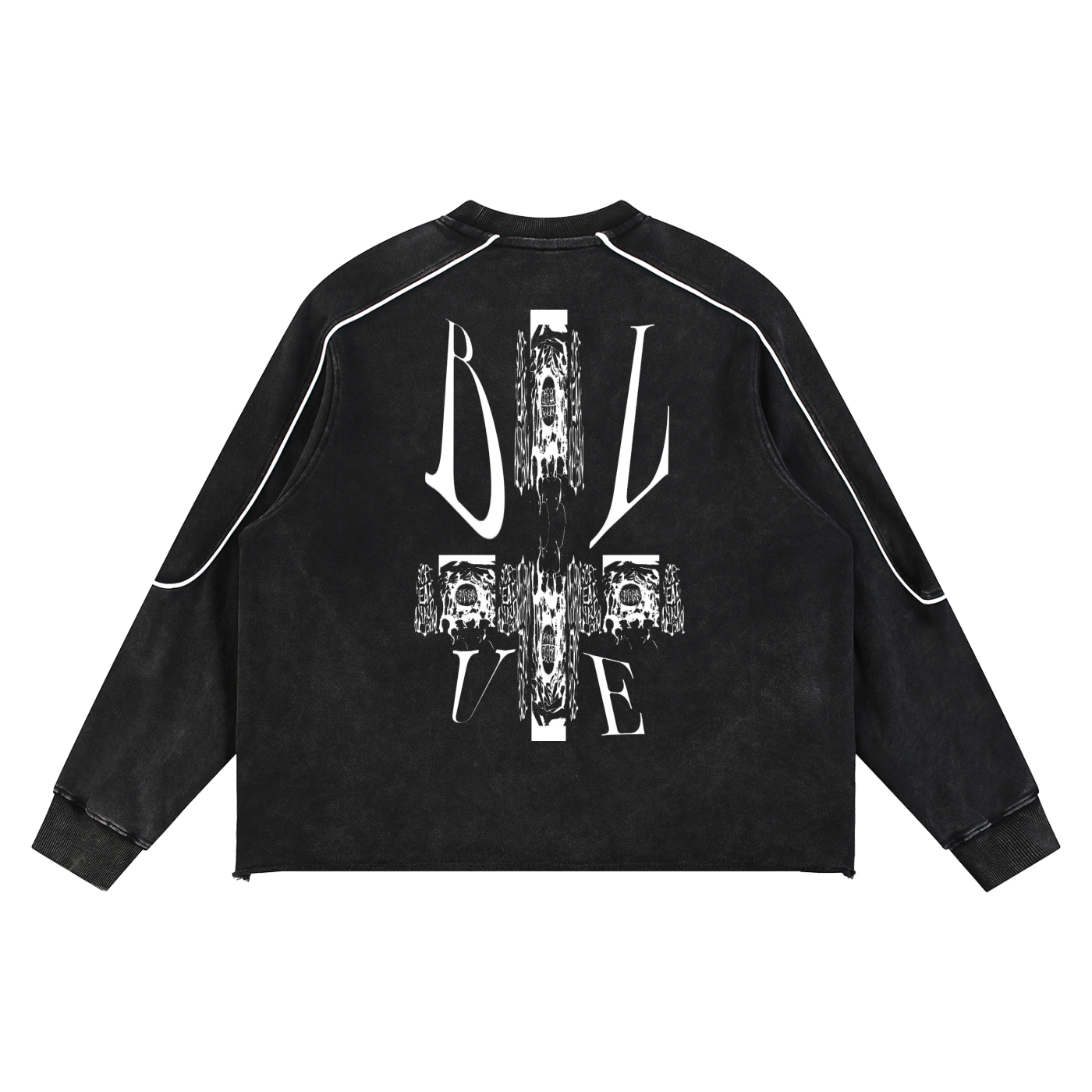 Mineral Wash Piping Raw Hem Sweatshirt