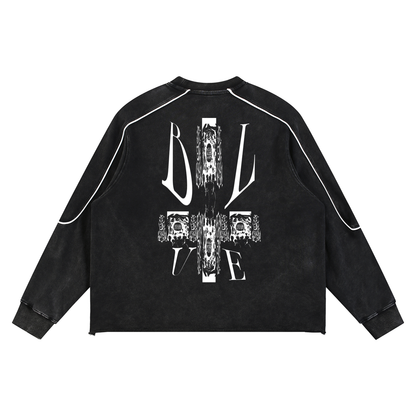 Mineral Wash Piping Raw Hem Sweatshirt