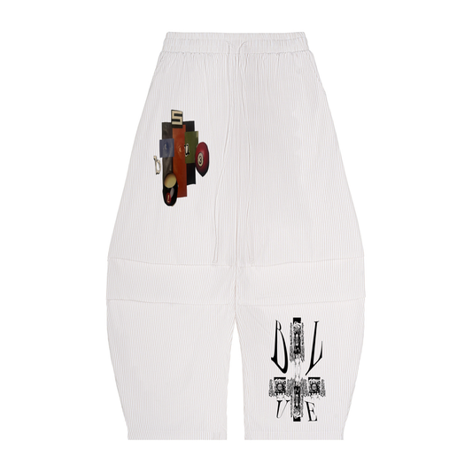 Vertical Stripe Drawstring Barrel Pants